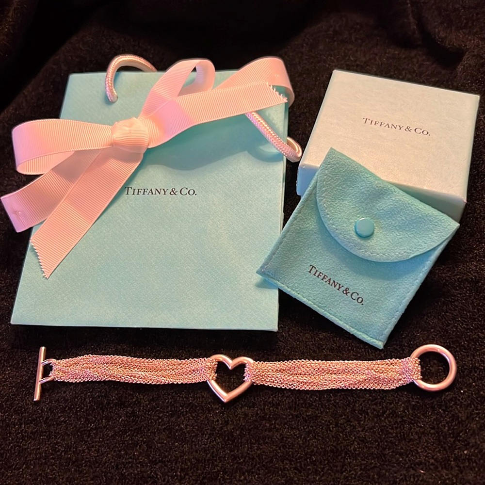 Tiffany Open Heart Chain Toggle Bracelet